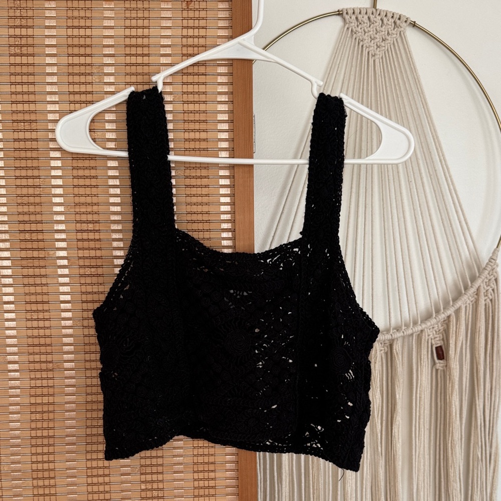 Black Crochet Crop Top